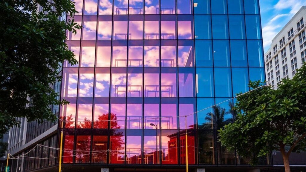 vidro-colorido-e-espelhado-na-arquitetura-moderna