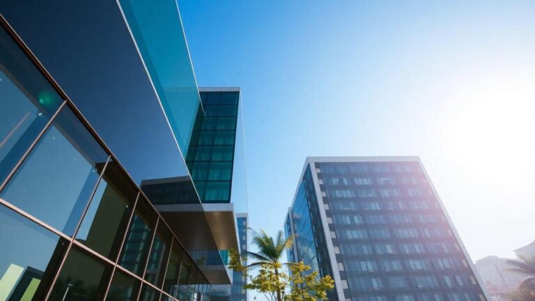 Combinação de Vidro e Aço Escovado na Arquitetura